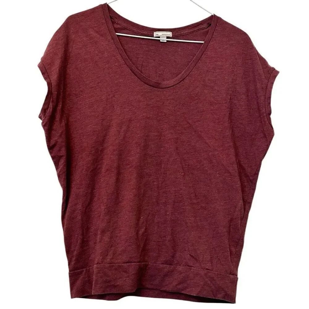 GAP Cotton Blend Short Sleeves V-Neck Drape Pullover Top Red Blouse XS